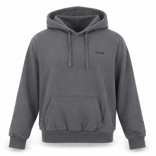 H&M Girls Grey Love Hoodie Size S Pullover Cotton Blend Sweatshirt