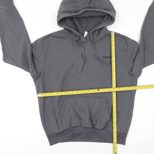 H&M Girls Grey Love Hoodie Size S Pullover Cotton Blend Sweatshirt