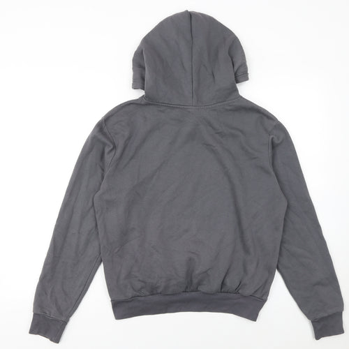 H&M Girls Grey Love Hoodie Size S Pullover Cotton Blend Sweatshirt