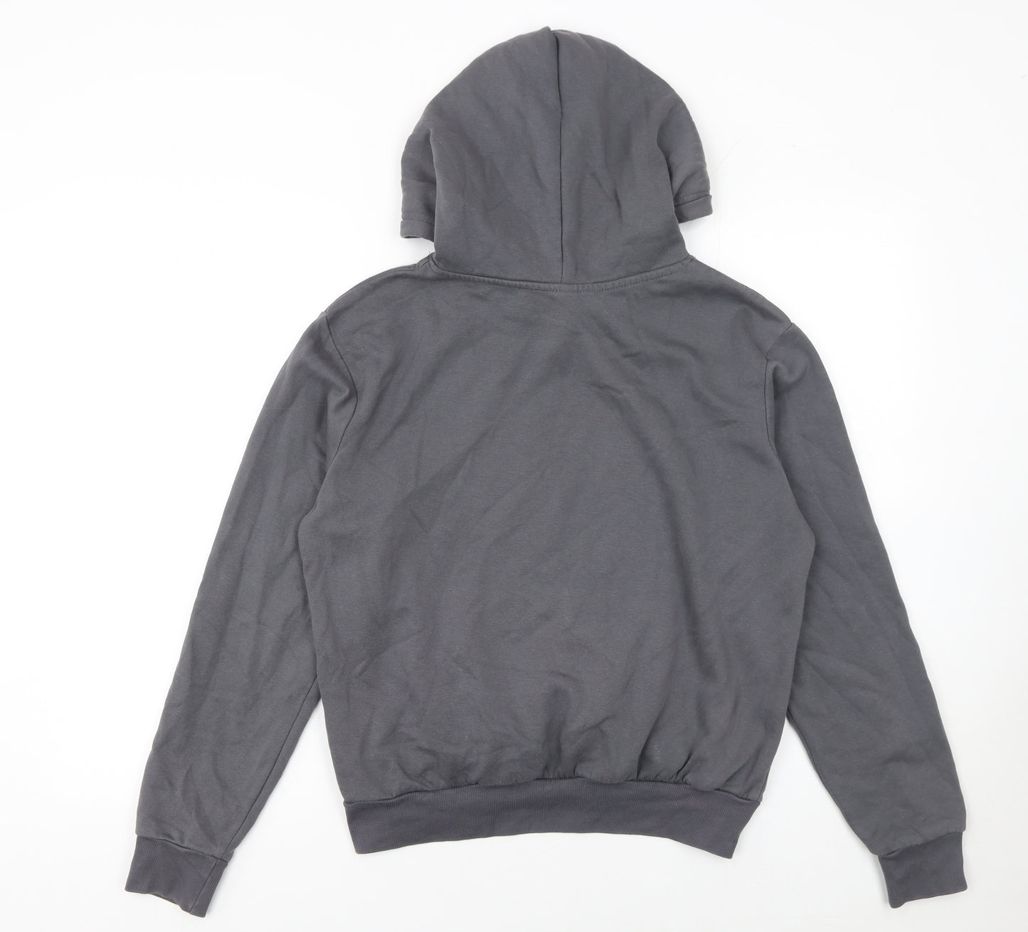 H&M Girls Grey Love Hoodie Size S Pullover Cotton Blend Sweatshirt