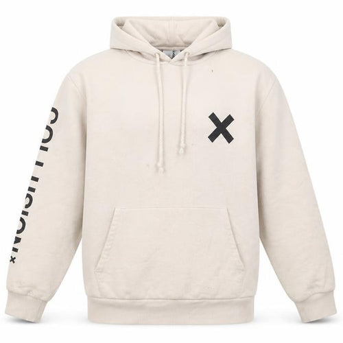 Collusion Mens Beige Pullover Hoodie M Logo Graphic Streetwear