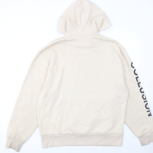 Collusion Mens Beige Pullover Hoodie M Logo Graphic Streetwear