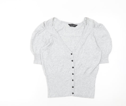 Dorothy Perkins Women’s Grey Puff Sleeve Button Cardigan Size 12