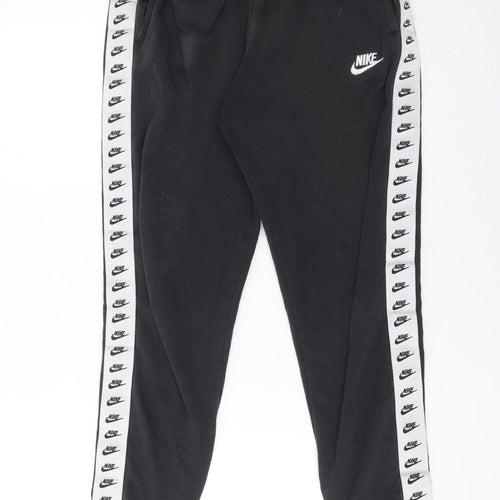 Nike Men's Black Jogger Sweatpants Small Logo Taped Track Trousers