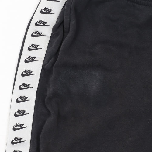 Nike Men's Black Jogger Sweatpants Small Logo Taped Track Trousers