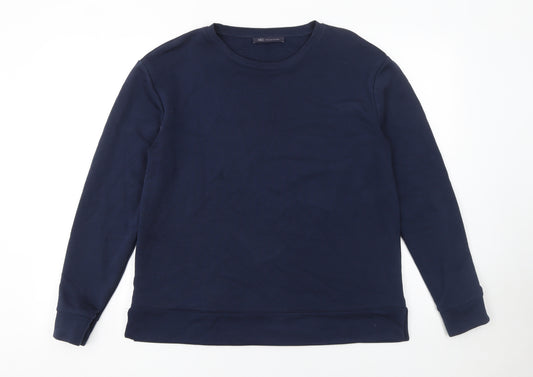 Marks and Spencer Womens Navy Blue Cotton Blend Pullover Sweatshirt Size 14