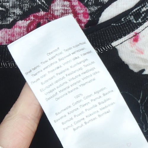 Olsen Womens Floral Long Sleeve Cotton Top Black Red UK 16