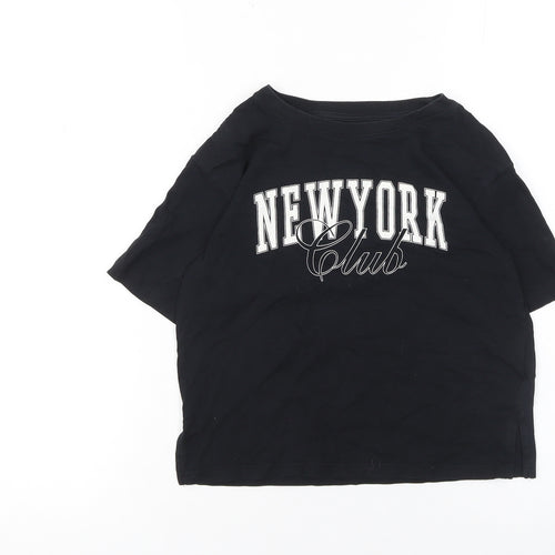 C&A Girls Black New York Club Cotton Short Sleeve T-Shirt 10 Years