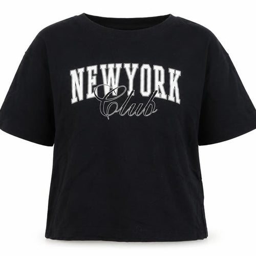 C&A Girls Black New York Club Cotton Short Sleeve T-Shirt 10 Years