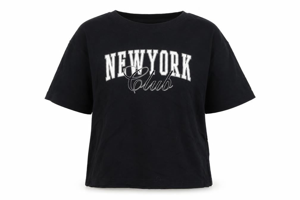 C&A Girls Black New York Club Cotton Short Sleeve T-Shirt 10 Years