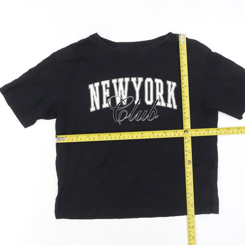 C&A Girls Black New York Club Cotton Short Sleeve T-Shirt 10 Years