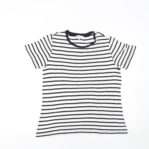 Warehouse Womens Black White Striped Viscose T-Shirt UK 12