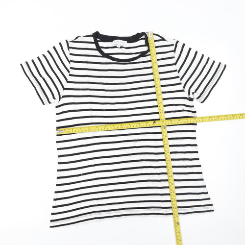 Warehouse Womens Black White Striped Viscose T-Shirt UK 12