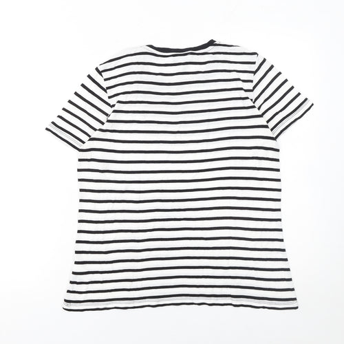 Warehouse Womens Black White Striped Viscose T-Shirt UK 12