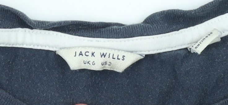 Jack Wills Women's Blue Cotton Slim Fit T-Shirt Size 6