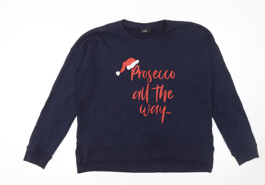 ONLY Womens Navy Blue Medium Christmas Prosecco Sweatshirt