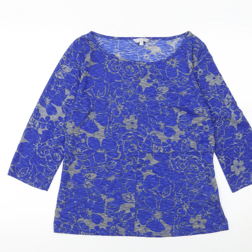 Marks and Spencer Per Una Blue Floral 3/4 Sleeve Top UK 14 Women’s Polyester