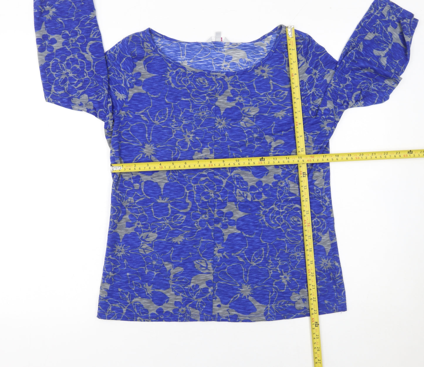 Marks and Spencer Per Una Blue Floral 3/4 Sleeve Top UK 14 Women’s Polyester