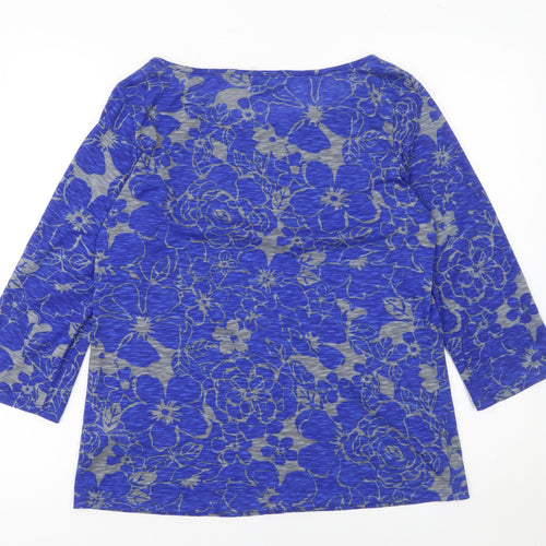 Marks and Spencer Per Una Blue Floral 3/4 Sleeve Top UK 14 Women’s Polyester