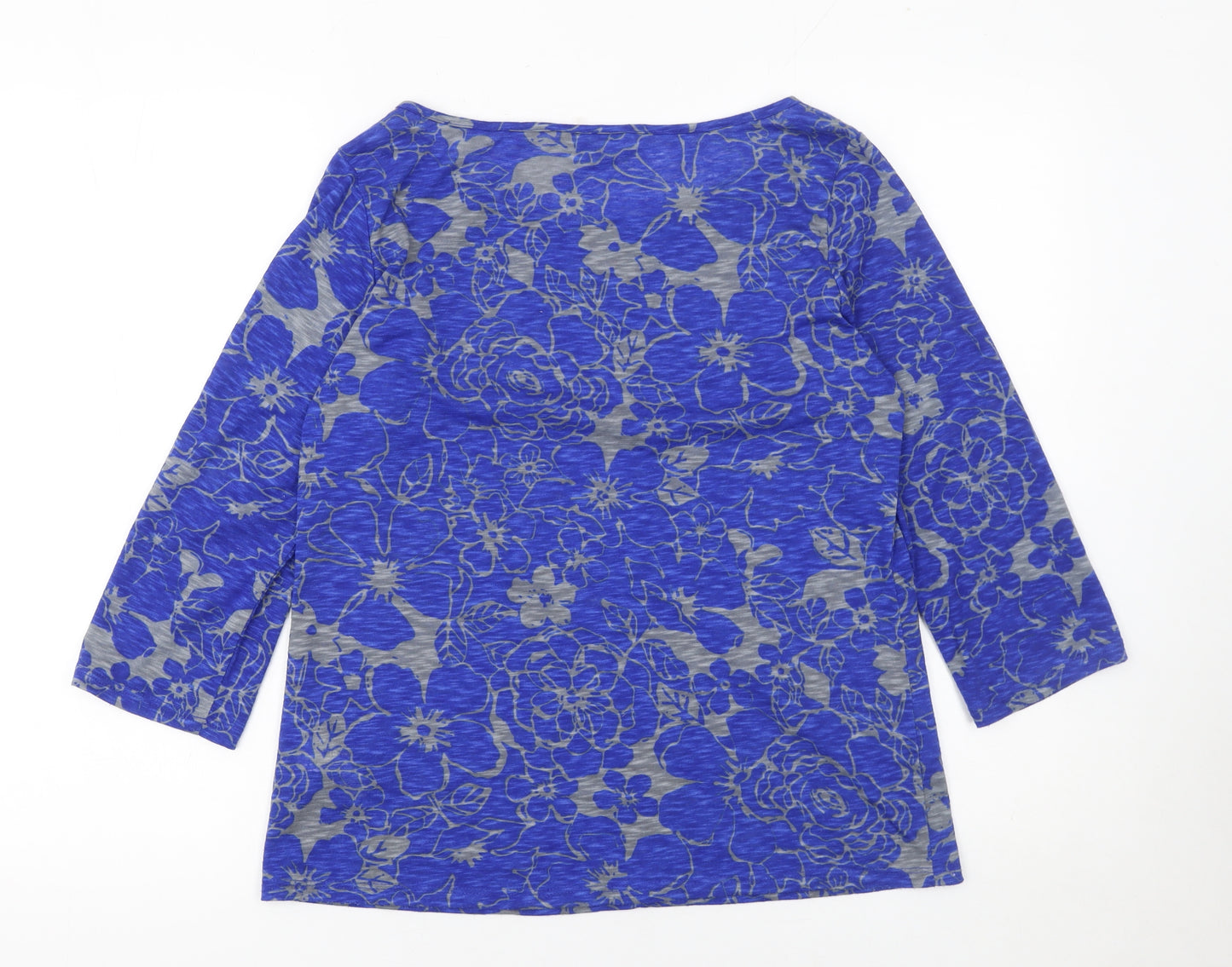 Marks and Spencer Per Una Blue Floral 3/4 Sleeve Top UK 14 Women’s Polyester