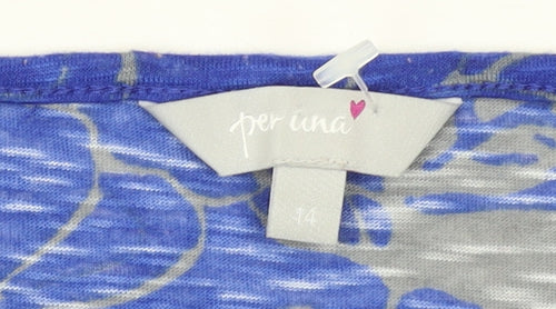 Marks and Spencer Per Una Blue Floral 3/4 Sleeve Top UK 14 Women’s Polyester