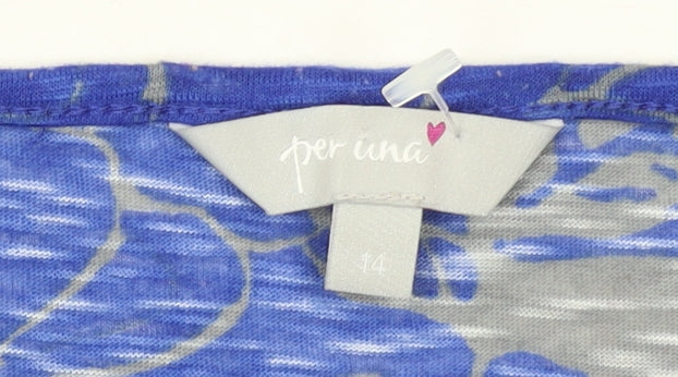 Marks and Spencer Per Una Blue Floral 3/4 Sleeve Top UK 14 Women’s Polyester