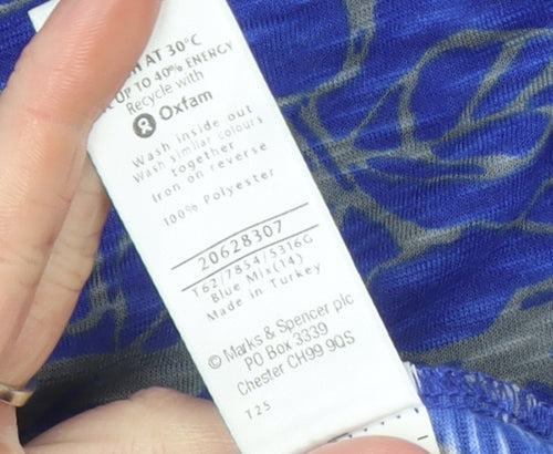 Marks and Spencer Per Una Blue Floral 3/4 Sleeve Top UK 14 Women’s Polyester