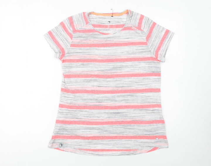 Regatta Womens Pink Grey Striped Short Sleeve T-Shirt UK 14