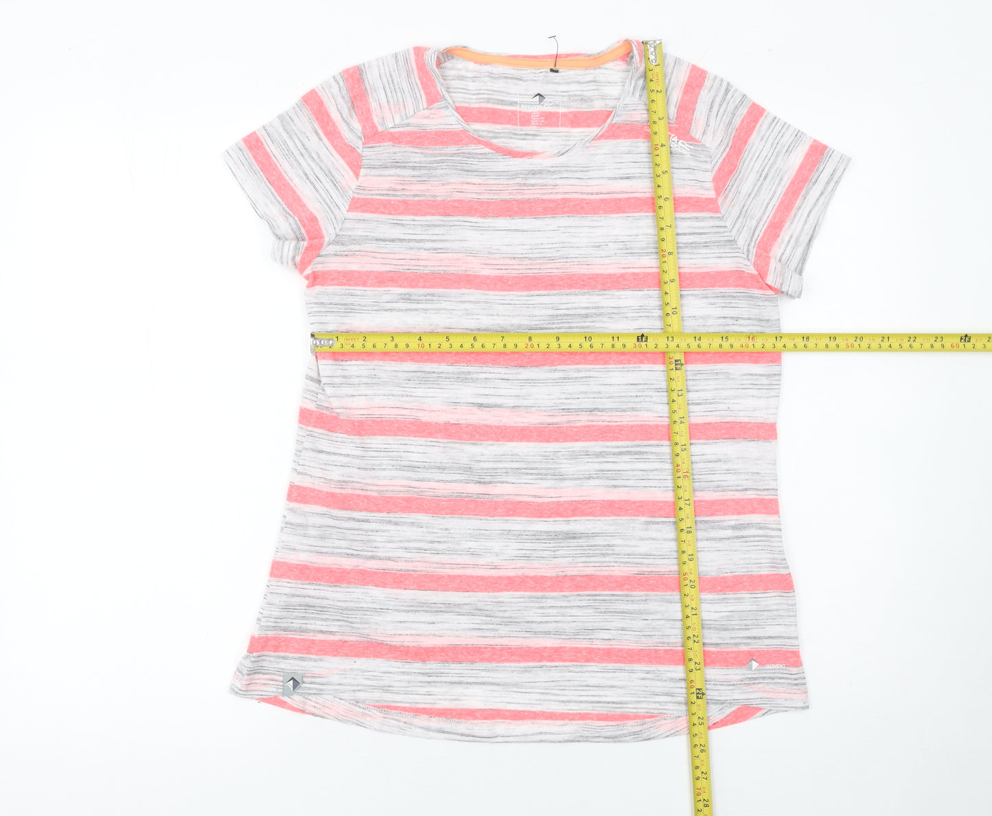 Regatta Womens Pink Grey Striped Short Sleeve T-Shirt UK 14