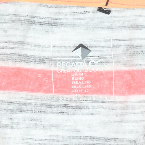 Regatta Womens Pink Grey Striped Short Sleeve T-Shirt UK 14