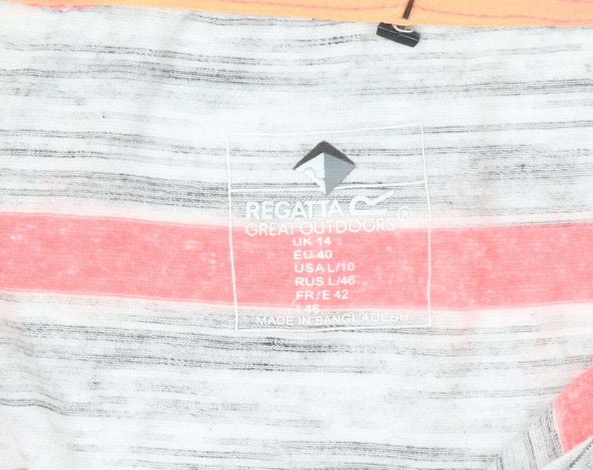 Regatta Womens Pink Grey Striped Short Sleeve T-Shirt UK 14