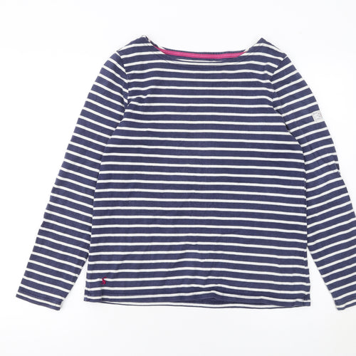 Joules Women's Blue Striped Long Sleeve Cotton Nautical Top Size 10