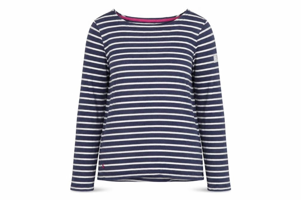Joules Women's Blue Striped Long Sleeve Cotton Nautical Top Size 10