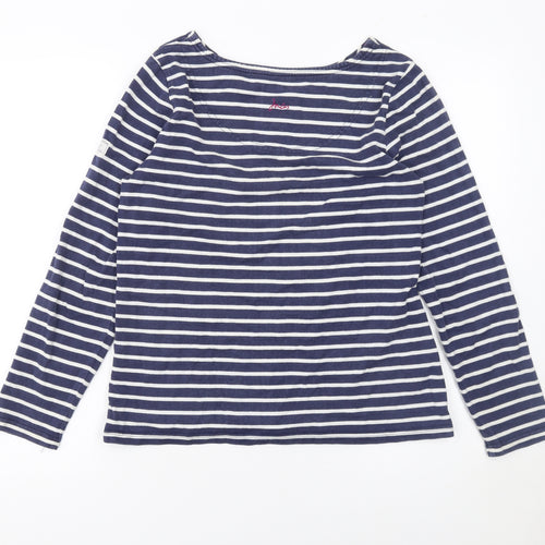 Joules Women's Blue Striped Long Sleeve Cotton Nautical Top Size 10