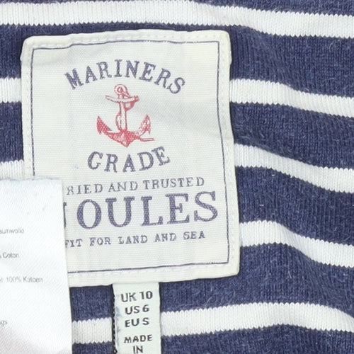 Joules Women's Blue Striped Long Sleeve Cotton Nautical Top Size 10
