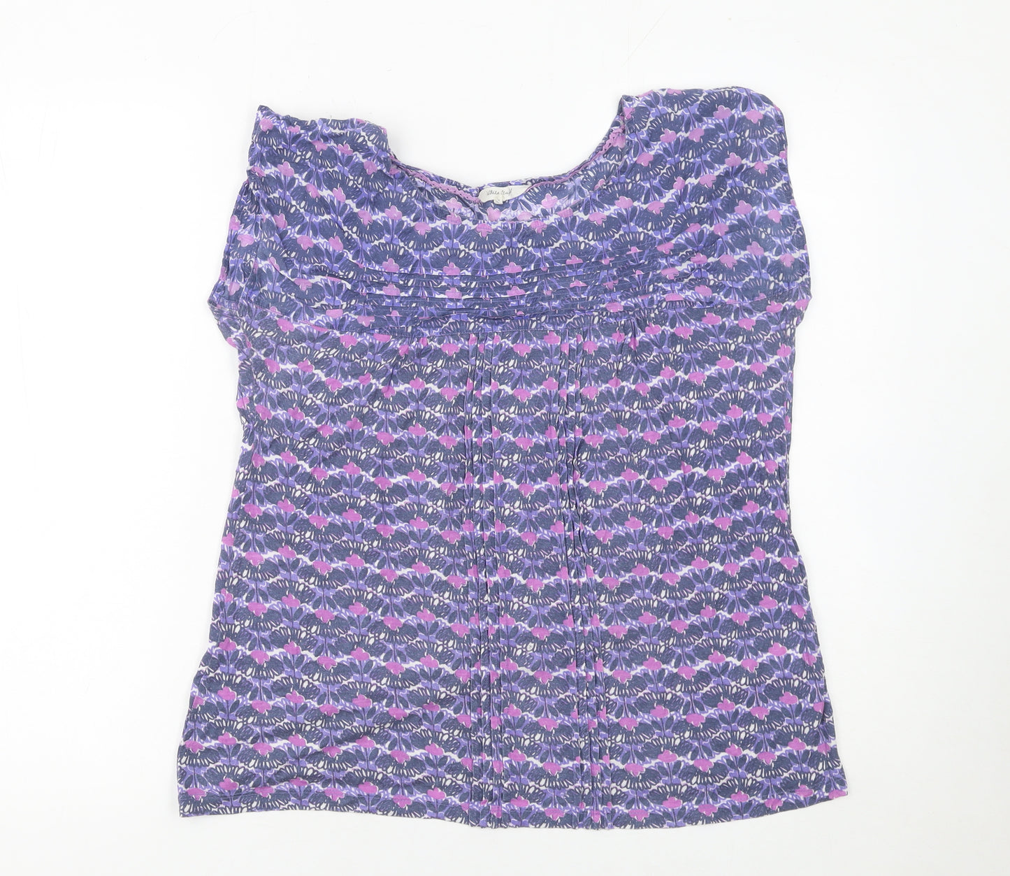 White Stuff Women's Purple Floral Tunic Blouse Size 12 Short Sleeve