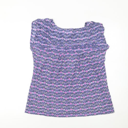 White Stuff Women's Purple Floral Tunic Blouse Size 12 Short Sleeve