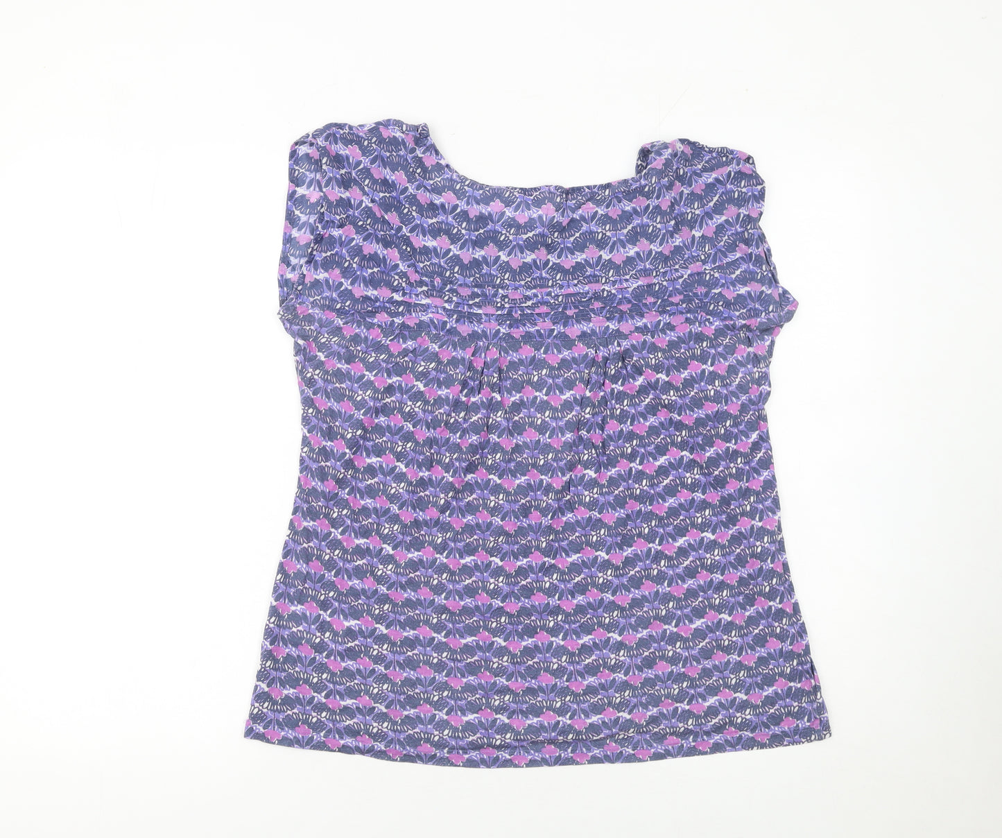 White Stuff Women's Purple Floral Tunic Blouse Size 12 Short Sleeve