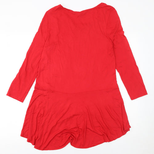 Phase Eight Women Red Tunic Jersey Long Sleeve Top UK 12