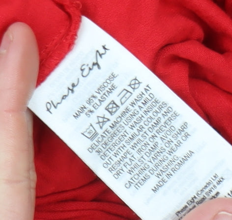 Phase Eight Women Red Tunic Jersey Long Sleeve Top UK 12