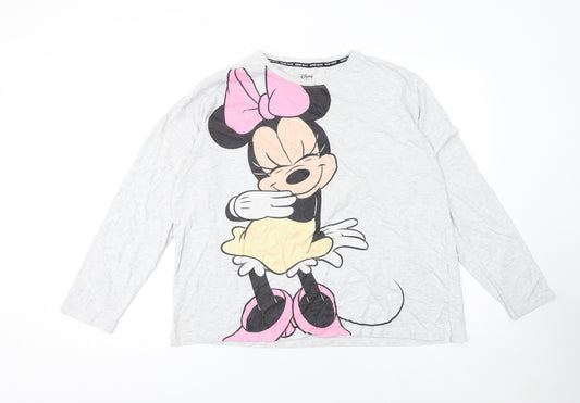 Disney Women’s Grey Minnie Mouse Long Sleeve T-Shirt Size L