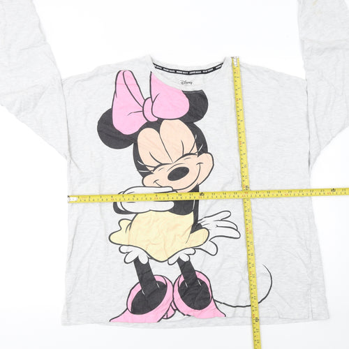 Disney Women’s Grey Minnie Mouse Long Sleeve T-Shirt Size L