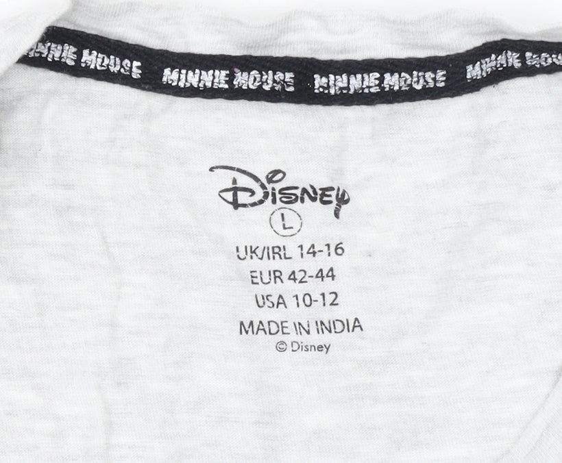 Disney Women’s Grey Minnie Mouse Long Sleeve T-Shirt Size L