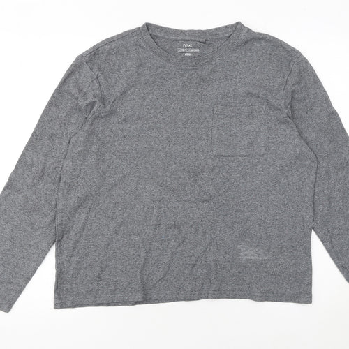 Next Men's Grey Long Sleeve Crew Neck Cotton T-Shirt Medium