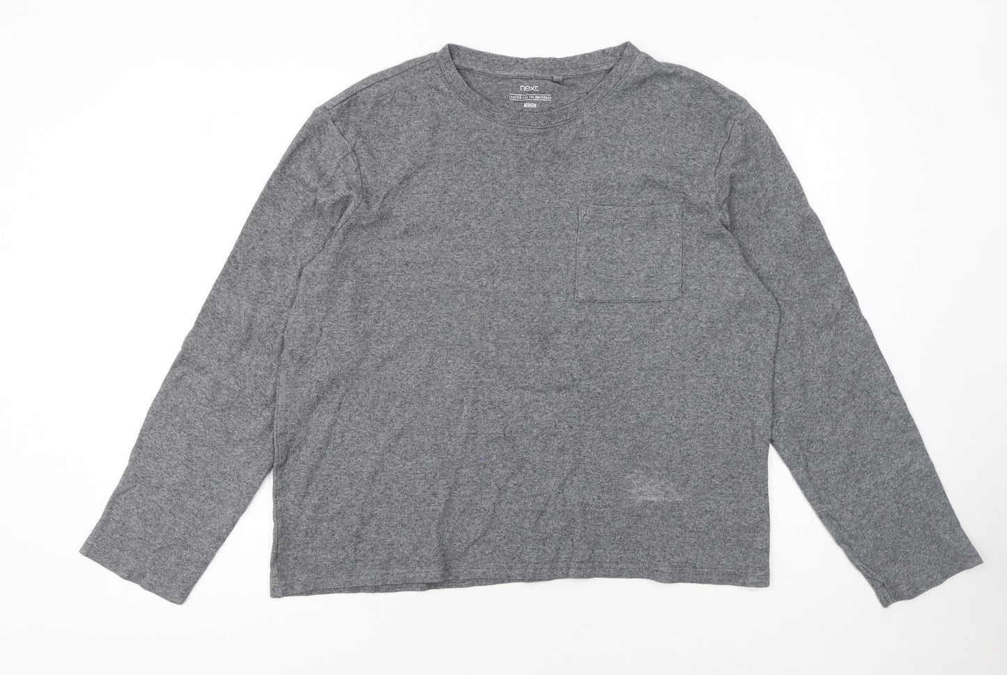 Next Men's Grey Long Sleeve Crew Neck Cotton T-Shirt Medium