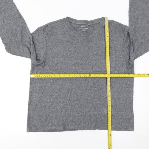 Next Men's Grey Long Sleeve Crew Neck Cotton T-Shirt Medium