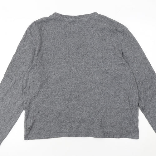 Next Men's Grey Long Sleeve Crew Neck Cotton T-Shirt Medium