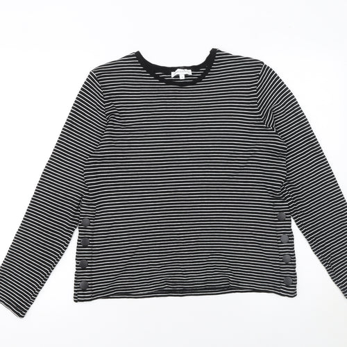 Warehouse Women’s Black Striped Long Sleeve Jersey Top Size 12