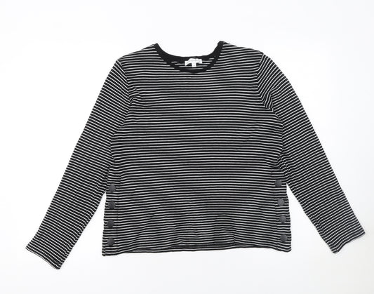 Warehouse Women’s Black Striped Long Sleeve Jersey Top Size 12