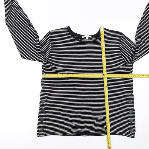 Warehouse Women’s Black Striped Long Sleeve Jersey Top Size 12